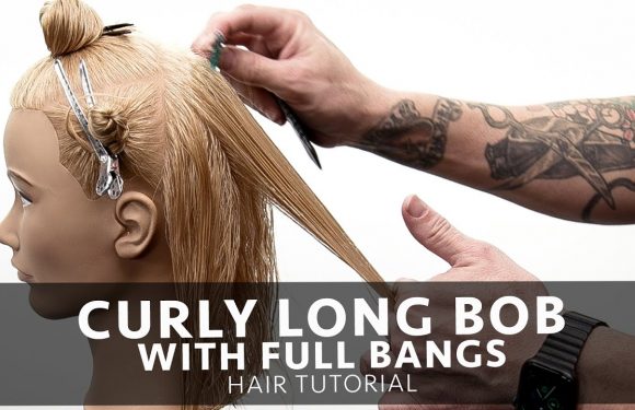 How To: Curly Long Bob with a Heavy Bang | Curly Hair Tutorial