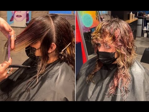 How to cut Long Shag Shape Round Haircut for curly hair | Bangs Haircut with Layers